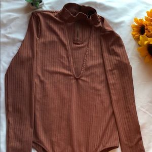 F21 Cutout Choker Deep Plunge Neckline Bodysuit